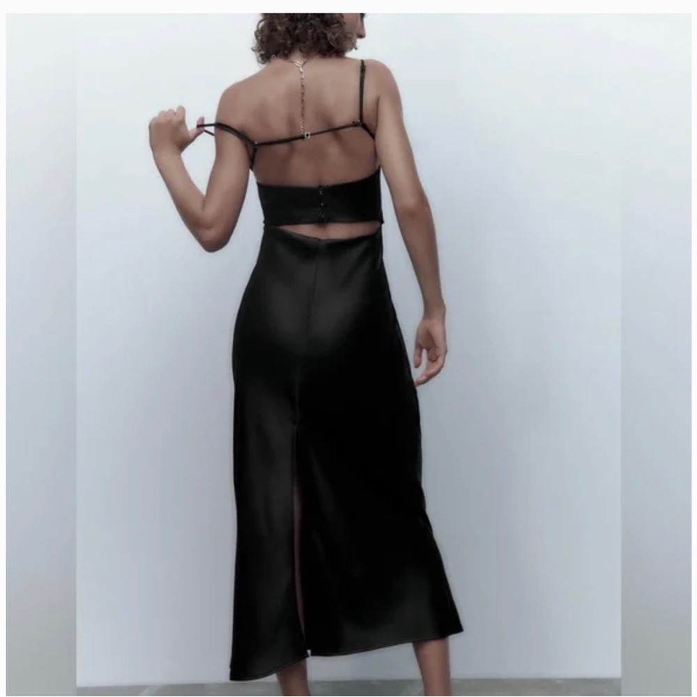 Zara satin effect cut out dress